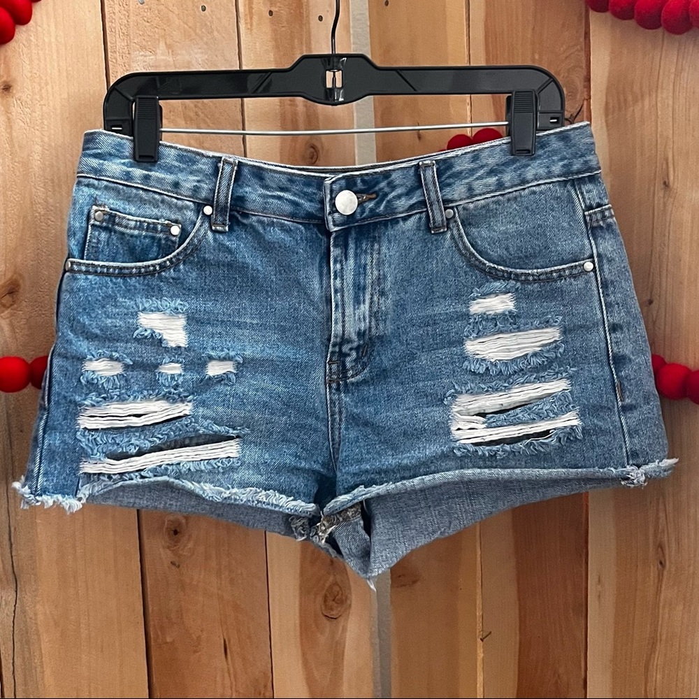 Tobi Mid Rise Distressed Jean Shorts